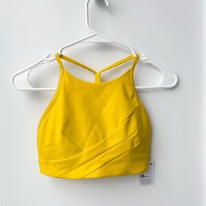 NWT Lululemon Flow Y Wrap-Front High-Neck Bra Yellow, Size 6